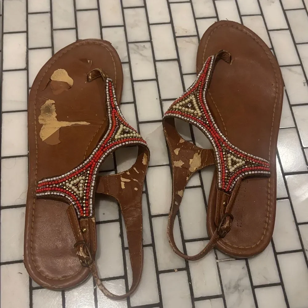 Beaded Brown Sandals madden girl sz 8